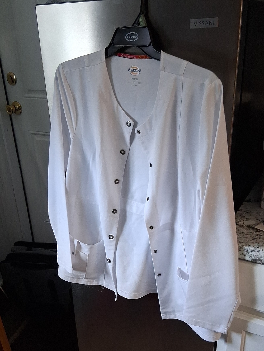 Dickies White Snap-Front Medical Jacket